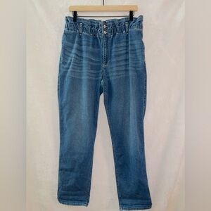 Hollister Vintage Stretch Medium Wash Denim Ultra High Rise Paperbag Mom Jean